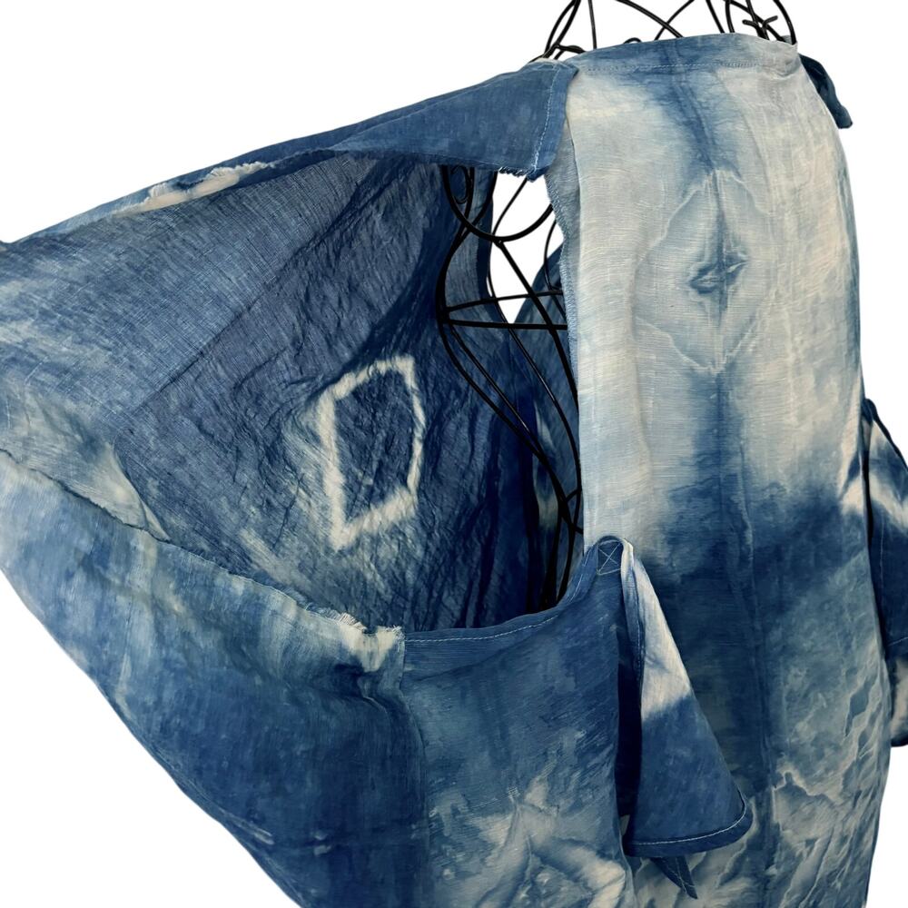 Prairie Underground Silk Hemp Hand Tie Dyed Shibori Dress Split Kimono Sleeve - Picture 10 of 12